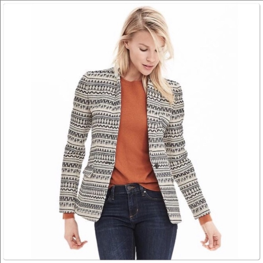 Banana Republic Jacquard One Button Blazer